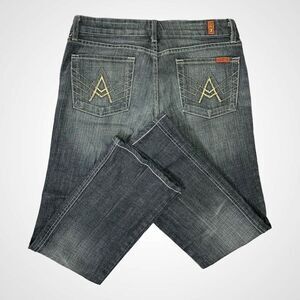 7 For All Mankind Womens 30 (32x27) Black Bootcut A Pocket Y2K‎ Whiskered